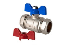 Full Bore Compression Ball Valve - Butterfly Handle - 22mm