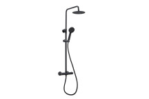 Thermostatic Round Bar Valve Shower Set - Black