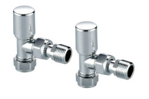 Towel Rail Valves - Angled Set - 15mm - Chrome