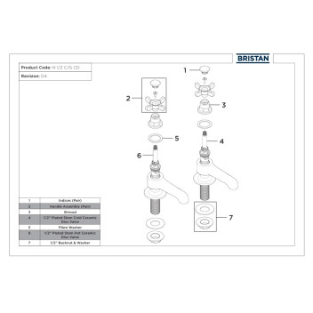 Bristan - 1901 - Traditional Basin Taps (with Long Spout)