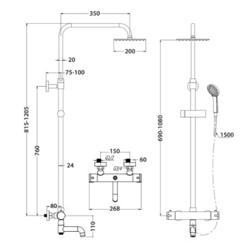 Thermostatic Shower Kit with Bath Filler - Chrome