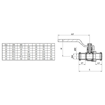 Pressfit - Water - Lever Valve - 22mm