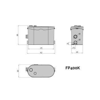 FlowPro FP400K - Macerator: Kitchen & Bath (Without Toilet Inlet)