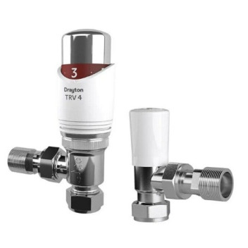 Drayton - TRV4 - Pack - 15mm Angled (White & Chrome)