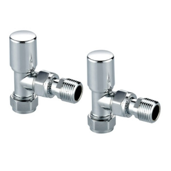Towel Rail Valves - Angled Set - 15mm - Chrome