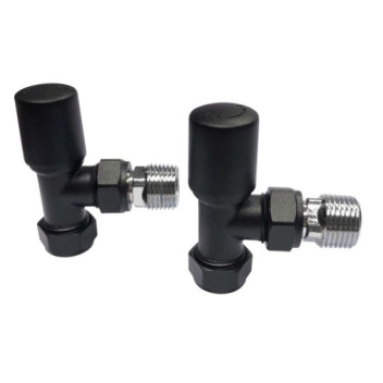 Towel Rail Valves - Angled Set - 15mm - Black
