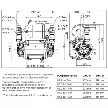 Stuart Turner - Monsoon Pump - Universal Twin - 4 Bar