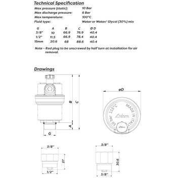 AAV - Automatic Air Vent 15mm