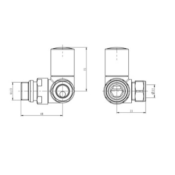 Towel Rail Valves - Corner Set - 15mm - Chrome